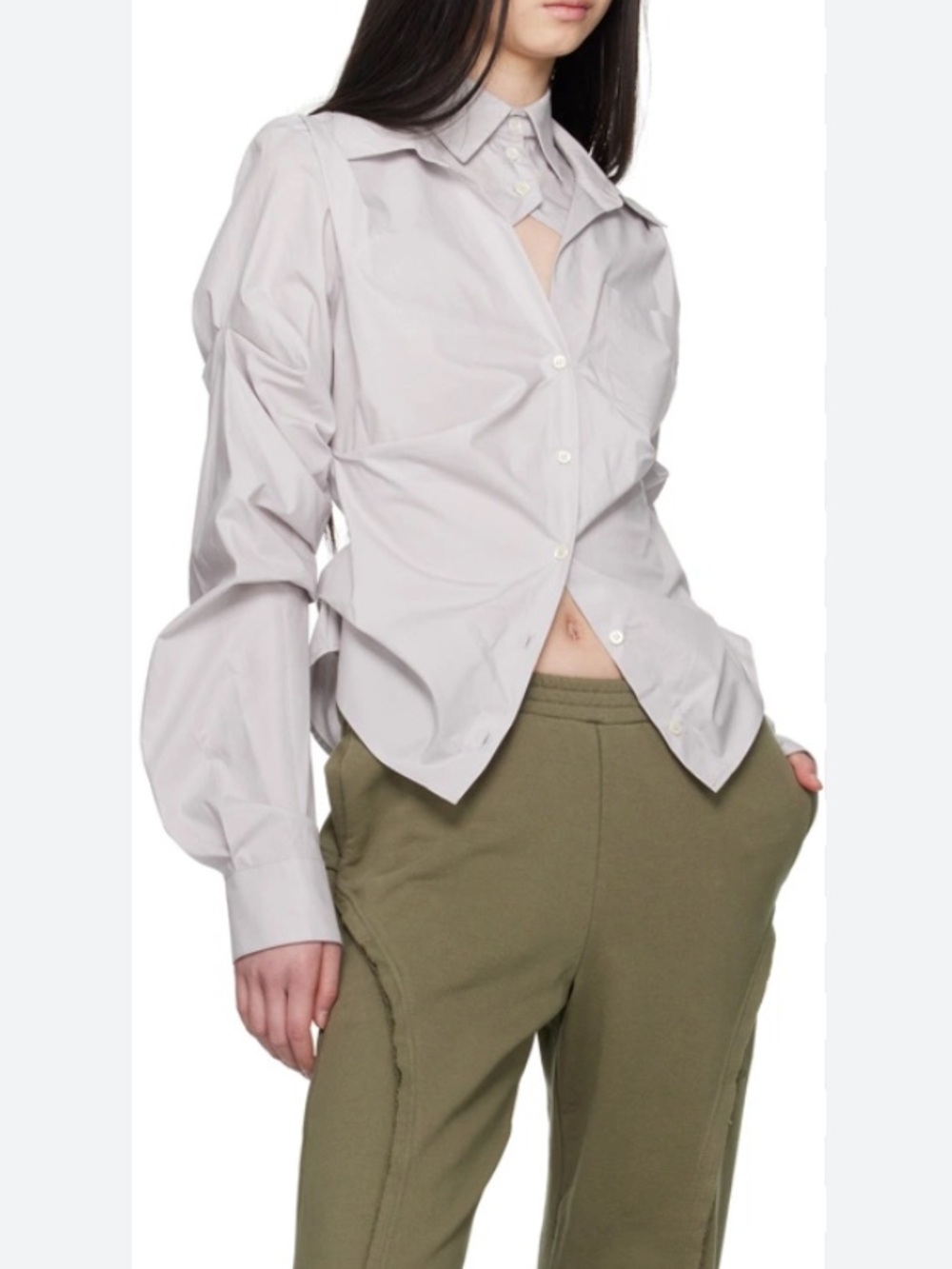 NWT SRVC Gray Breakfast Shirt Button Down 100% Cotton Size 38 or 6/8